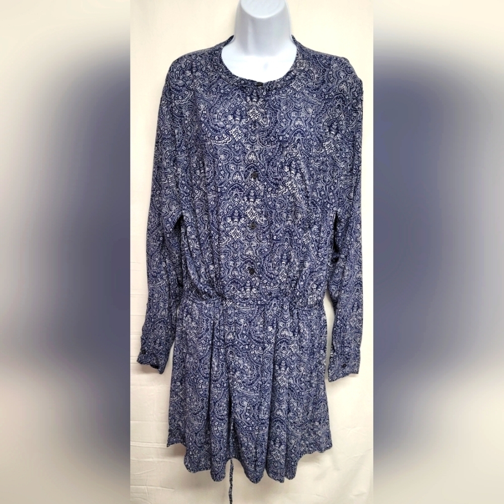 GAP XXL Partial Button Down Fress Drawstring Waist Two Side Pockets Long Sleeve